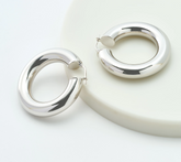 David Markstein Silver Tone Bronze 7.5mm Polished 1-1/2" Hoop Earrings